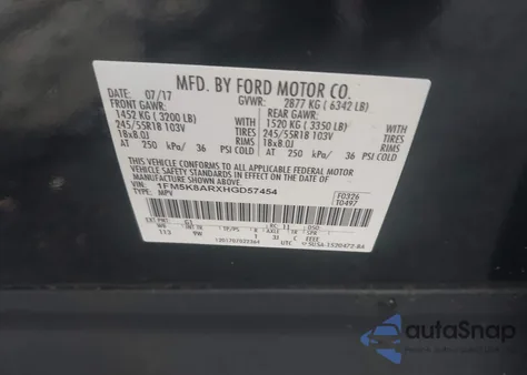 2017 Ford Police Interceptor from USA, damaged, VIN 1FM5K8ARXHGD57454